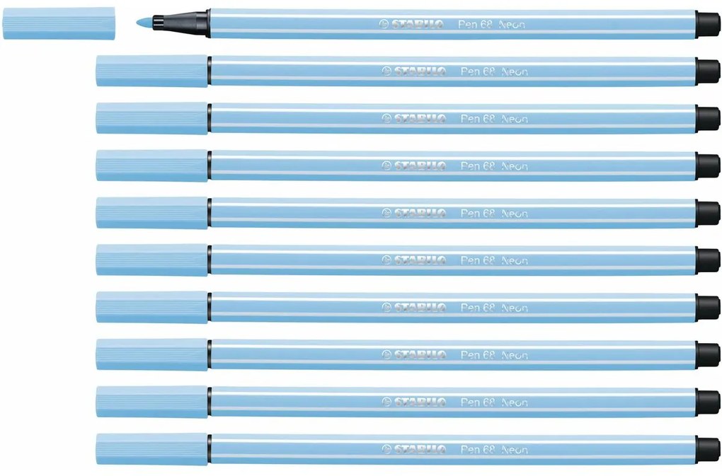 Marcadores Stabilo Pen 68 Fluorescente Azul 10 Unidades