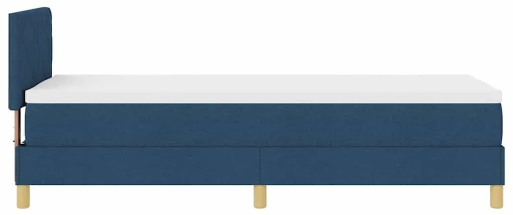 Cama Box Spring com Colchão &amp; LED Azul 80x200 cm Tecido