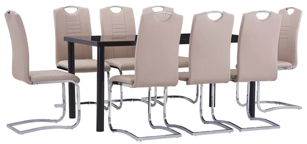 9 pcs conjunto de jantar couro artificial cappuccino