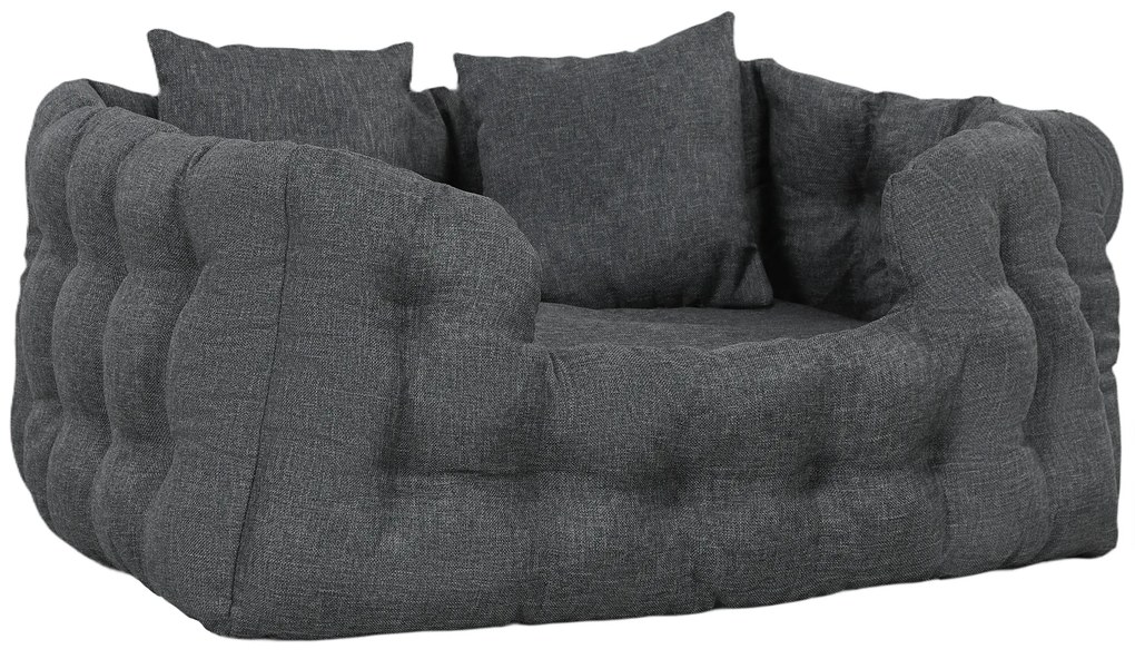 PawHut Cama para Cães Pequenos Cama para Animais de Estimação com 2 Almofadas e Base Antiderrapante 70x50x30 cm Cinza