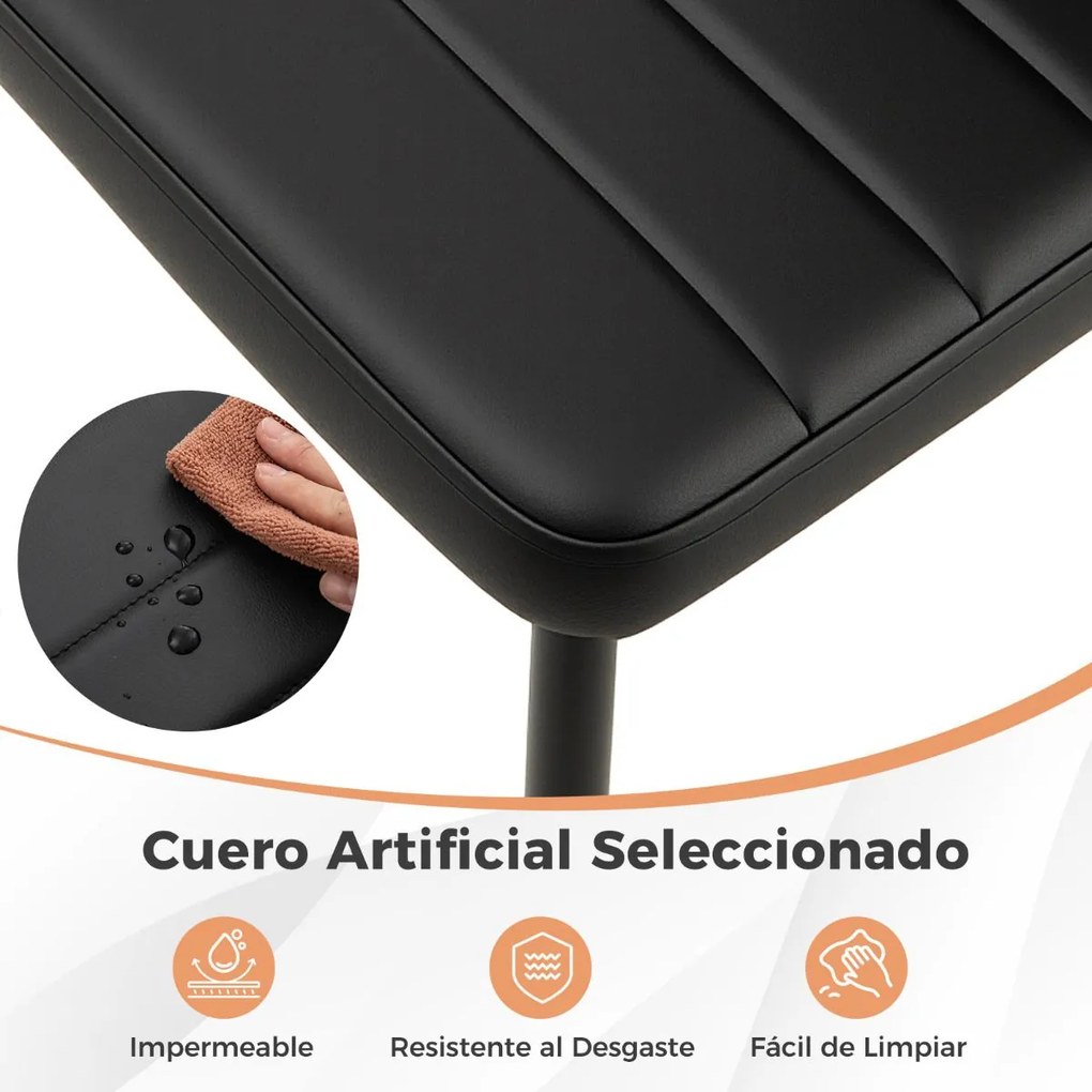 Conjunto de 4 cadeiras de jantar (MESA NÃO INCLUIDA) estofadas sem braços com assento e encosto almofadados Pernas de metal em pele artificial para a