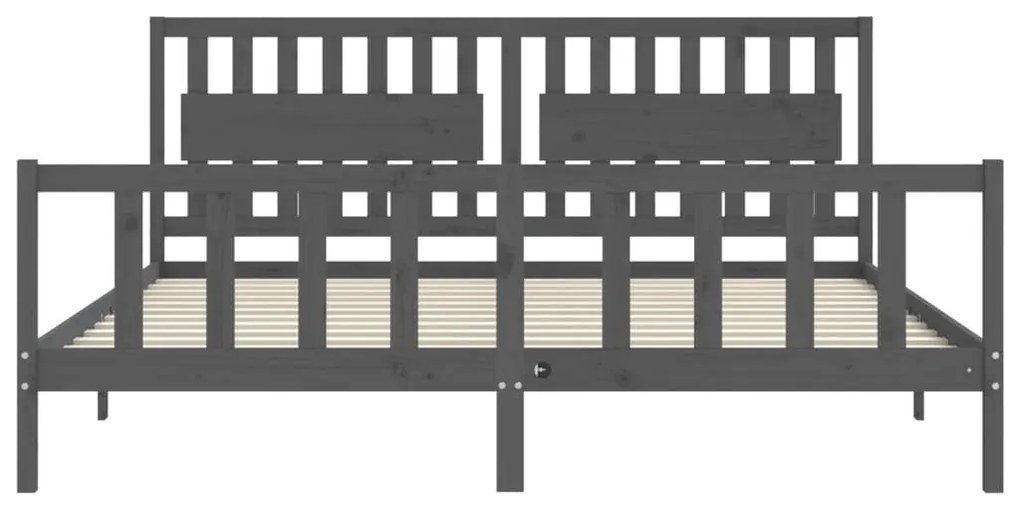 Estrutura de cama com cabeceira 200x200 cm madeira maciça cinza