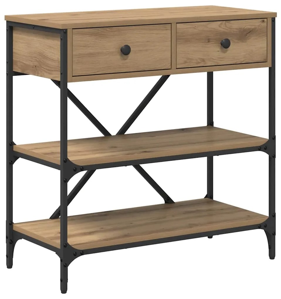 Mesa de Console Carvalho Artesanal 75x34.5x75 cm Madeira Engenheirada