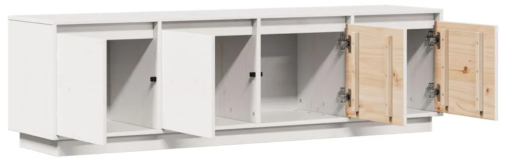 Móvel de TV 156x37x45 cm madeira de pinho maciça branco