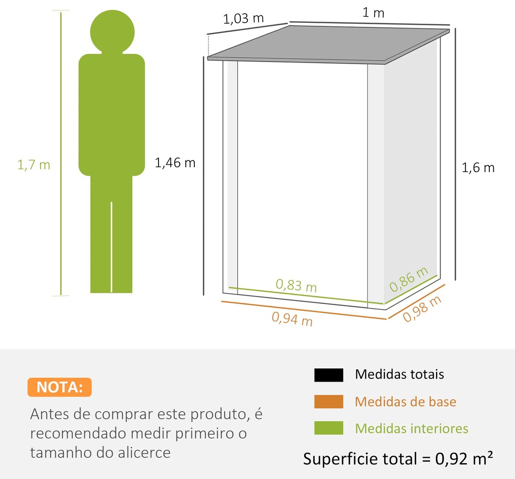 Abrigo de Jardim de Aço Galvanizado com Porta Fechadura e Teto Inclinado 0,92 m² 100x103x160 cm Castanho