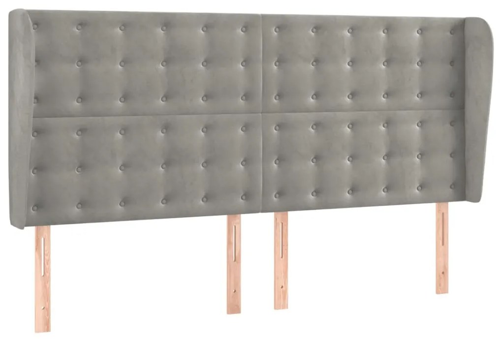 Cama box spring c/ colchão/LED 160x200 cm veludo cinzento-claro