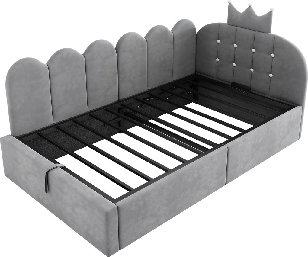 Cama de dia estofada 90x190 cm, Cinzento | AOSOM Portugal