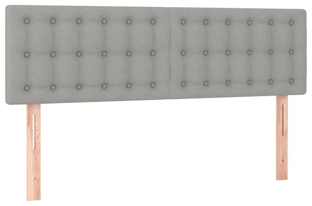 Cama box spring c/ colchão e LED 140x190 cm tecido cinza-claro