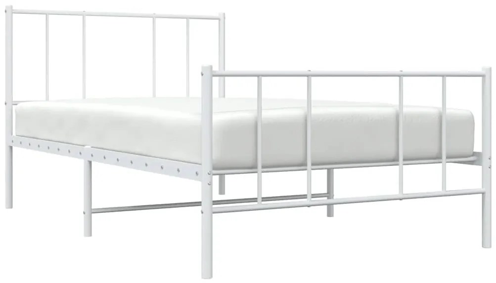 Estrutura de cama com cabeceira e pés 100x200 cm metal branco
