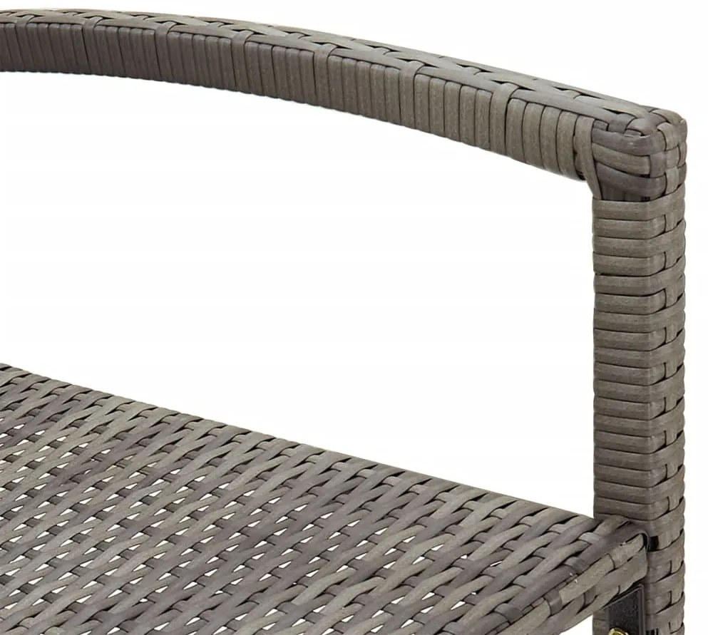 3 pcs conjunto de bar p/ jardim acácia maciça/vime PE cinzento
