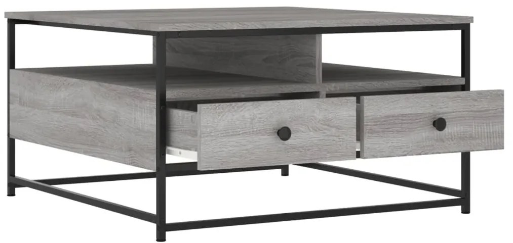 Mesa de centro 80x80x45 cm derivados de madeira cinzento sonoma