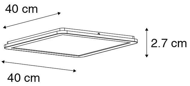 Candeeiro de teto moderno preto 40cm quadrado com LED regulável em 3 níveis IP44 - Steve Moderno