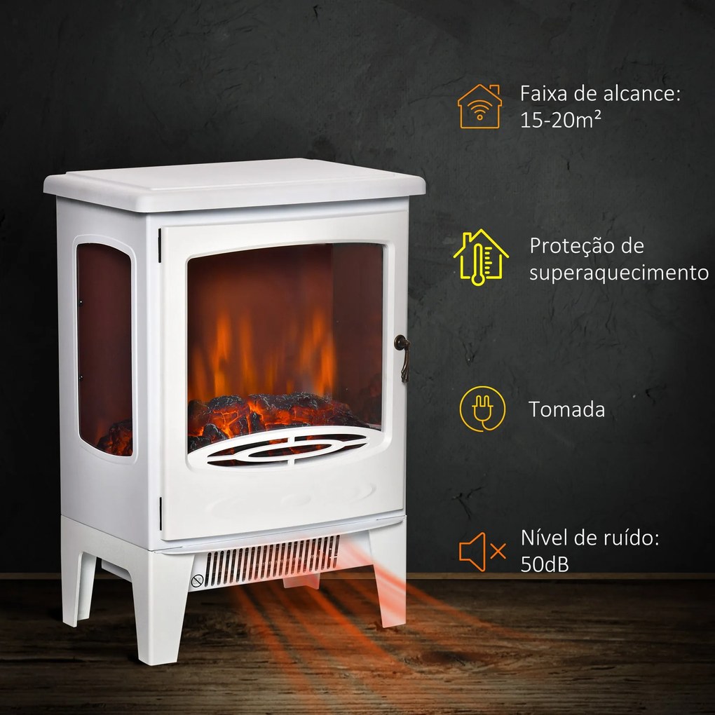 Lareira Elétrica "Porto" – 900W/1800W – 39x26x54,8 cm – Branca – Efeit