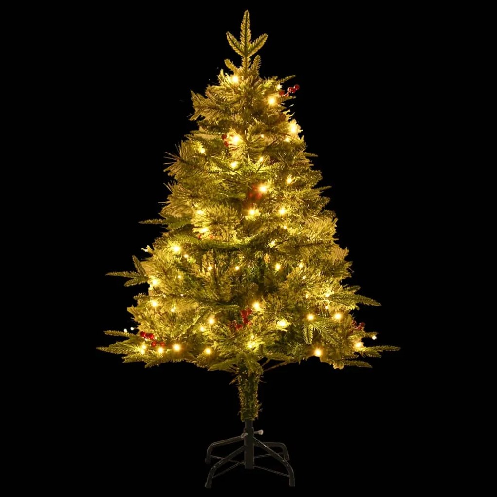 Árvore de Natal com pinhas pré-iluminada 120 cm PVC e PE verde