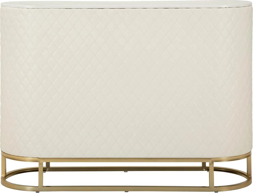 Aparador Sharon - Madeira e MDF Branco com Detalhes Dourados - 120 cm