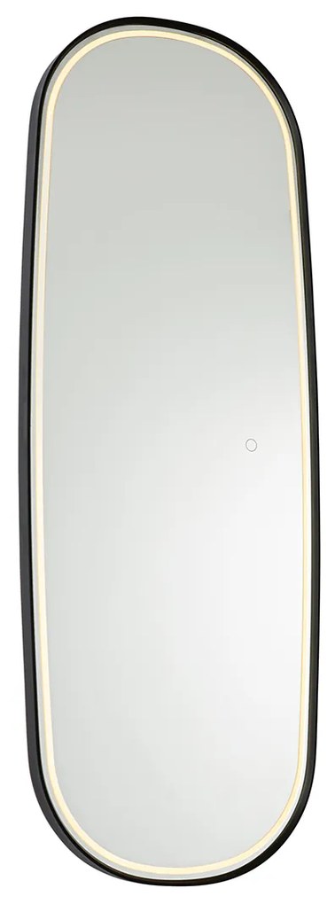 Espelho de casa de banho moderno preto com LED e dimmer tátil - Geraldien