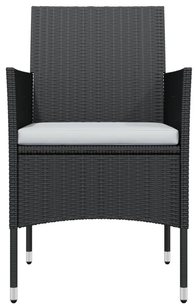 7 pcs conjunto de jantar para jardim com almofadões preto