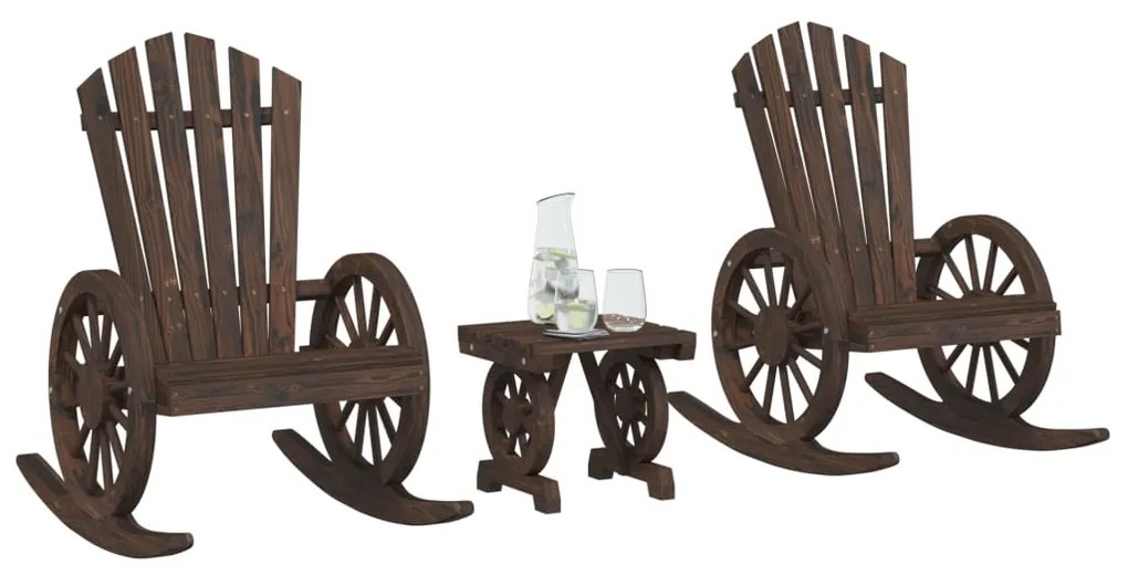 vidaXL 3 pcs conjunto lounge de jardim madeira de abeto maciça