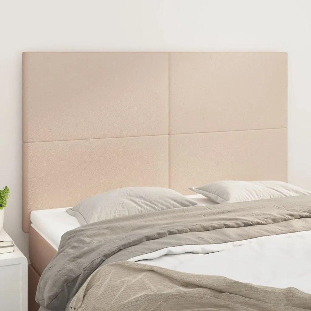 vidaXL Cabeceira cama 4 pcs couro artificial 72x5x78/88 cm cappuccino