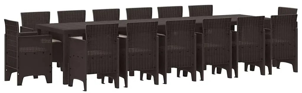 Conjunto de Jantar de Jardim 15 pcs Castanho Para 14 Pessoas