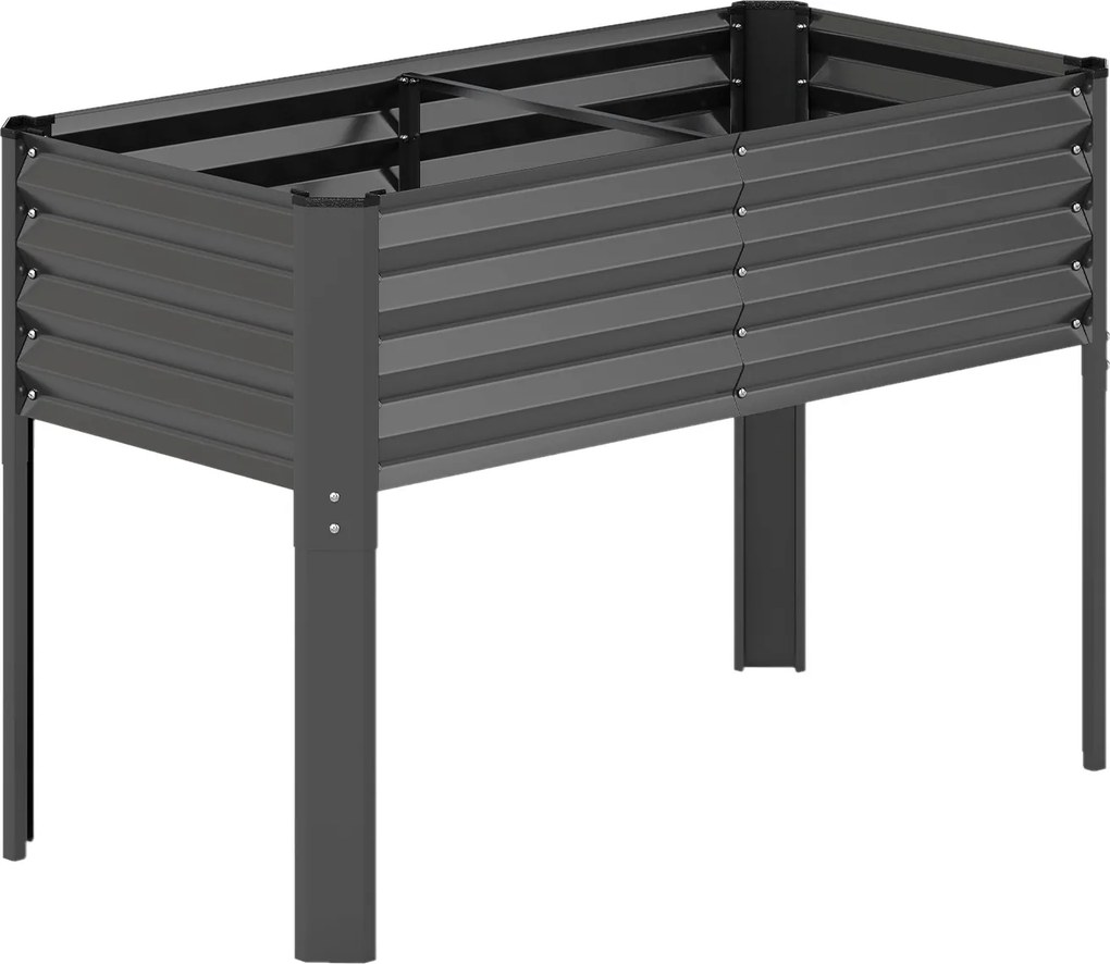 Floreira elevada de jardim 118 x 60 x 77,5 cm com Estrutura em metal galvanizado, pés elevados, sistema de drenagem e base alta para terraço ou pátio