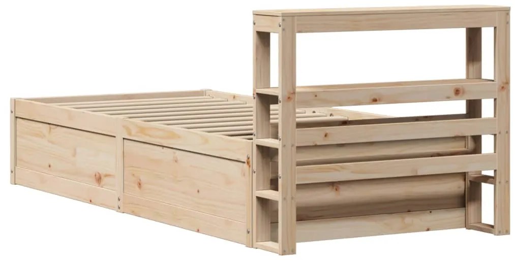 Estrutura de cama com cabeceira 75x190 cm pinho maciço
