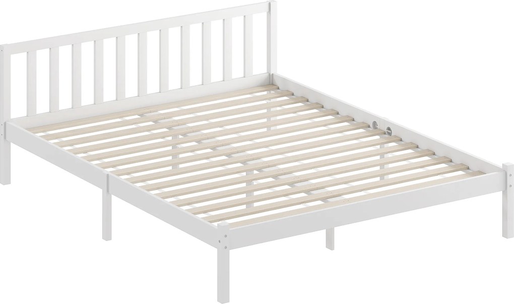 HOMCOM Estrutura de cama em madeira maciça 160x200cm cama individual com cabeceira e estrado de ripas resistente para crianças e adultos | Aosom Portugal