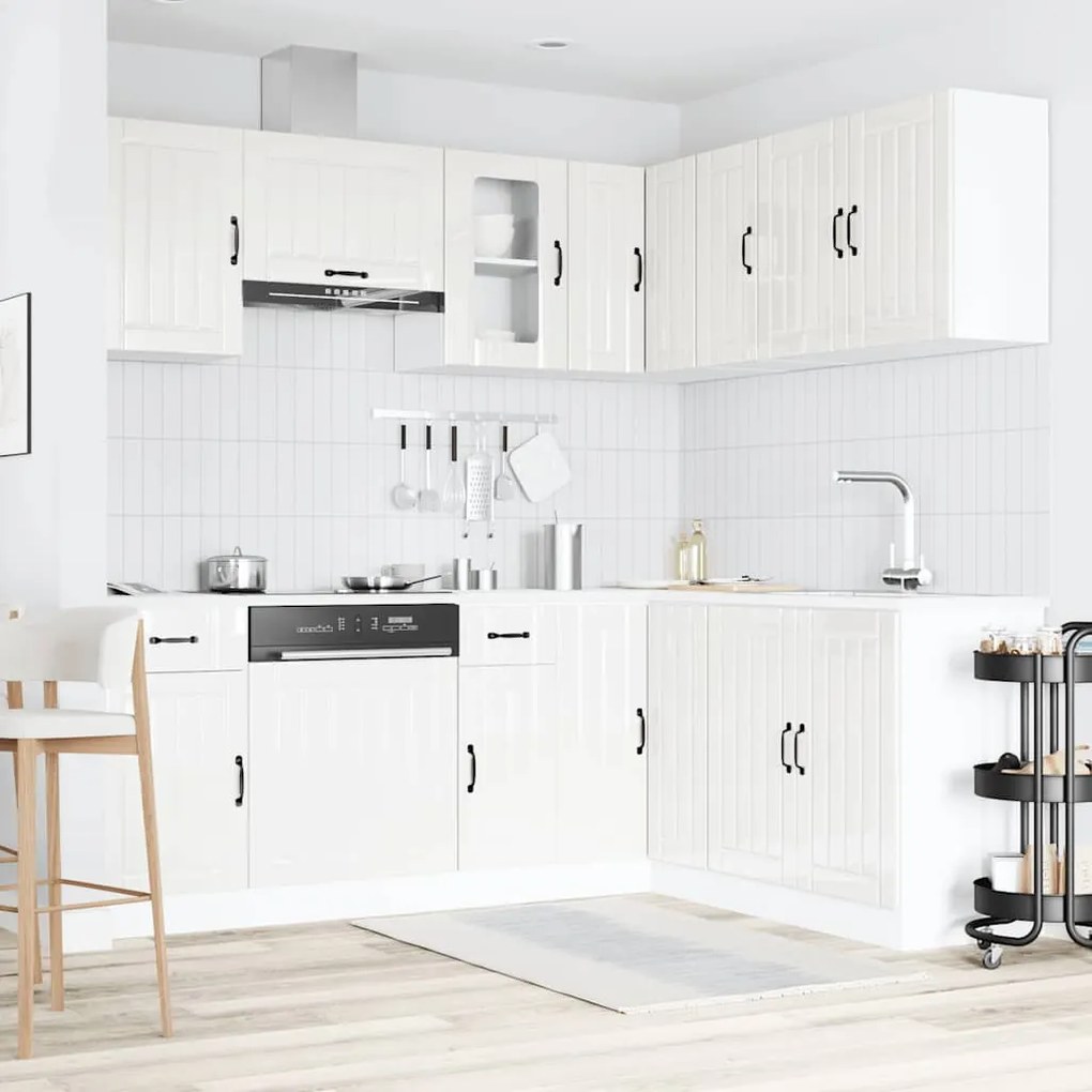 11 peças armário de cozinha conjunto Kalmar brilho branco