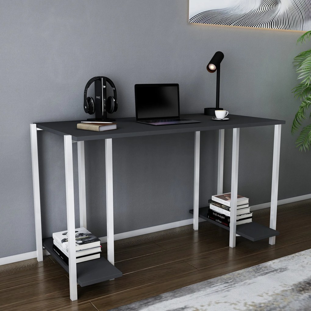 Secretária Academy – Branco e Antracite – 125,2x60x73,8 cm