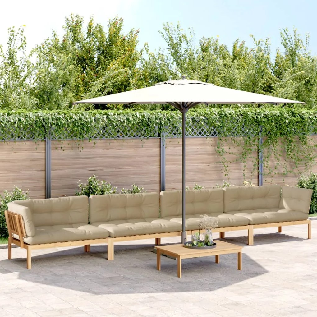 vidaXL 5 pcs móveis de paletes p/ jardim com almofadões acácia maciça