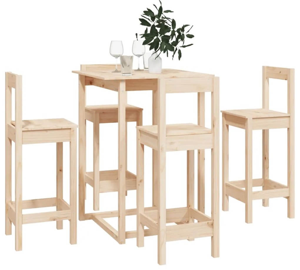 5 pcs conjunto de bar pinho maciço