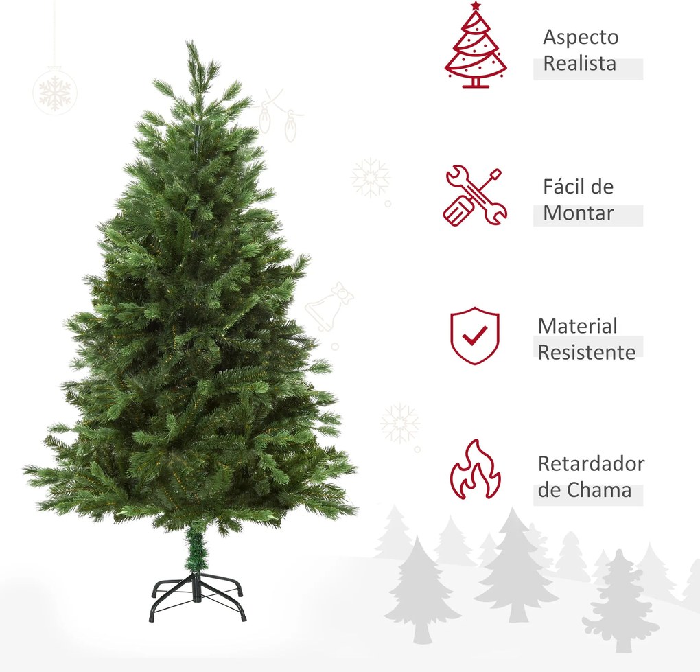 HOMCOM Árvore Artificial de Natal 150cm com Base Dobrável 440 Galhos P