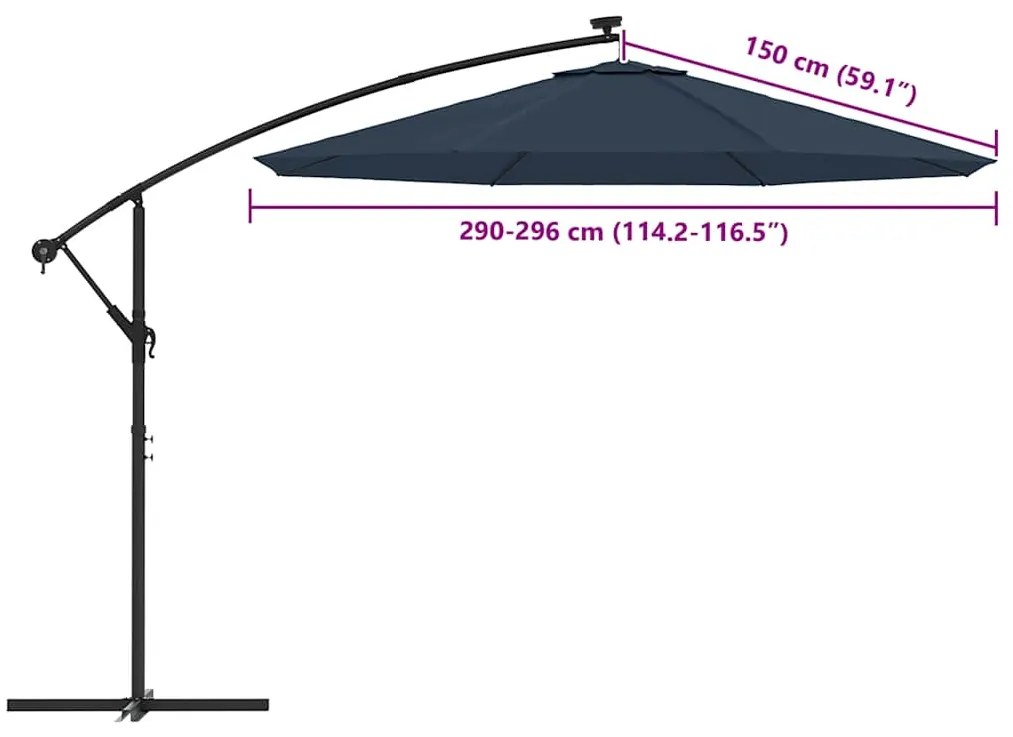 Tecido de substituição p/ guarda-sol cantilever 300 cm azul