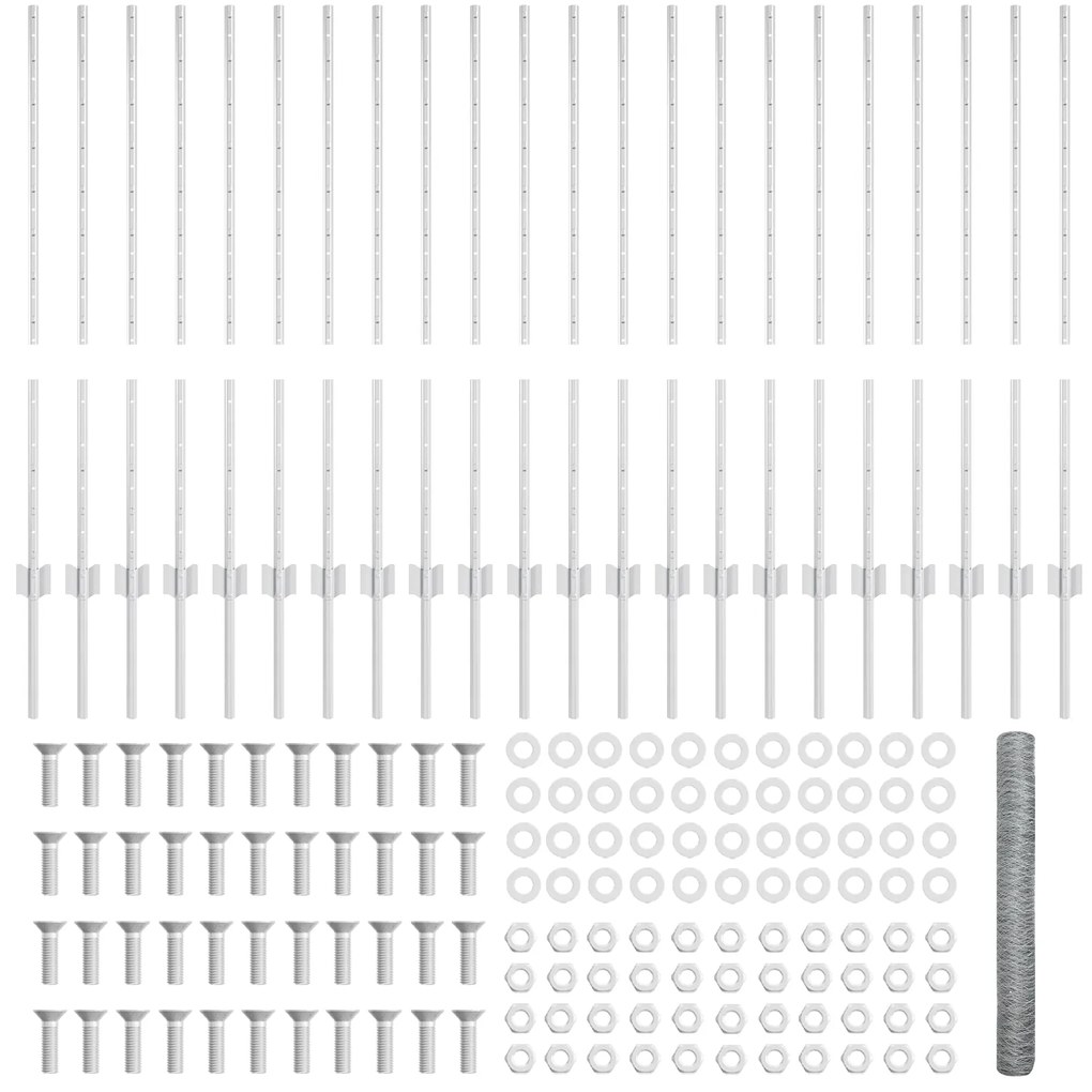 Postes de Cerca vidaXL 22 pcs U-Channel 120 cm Aço Galvanizado