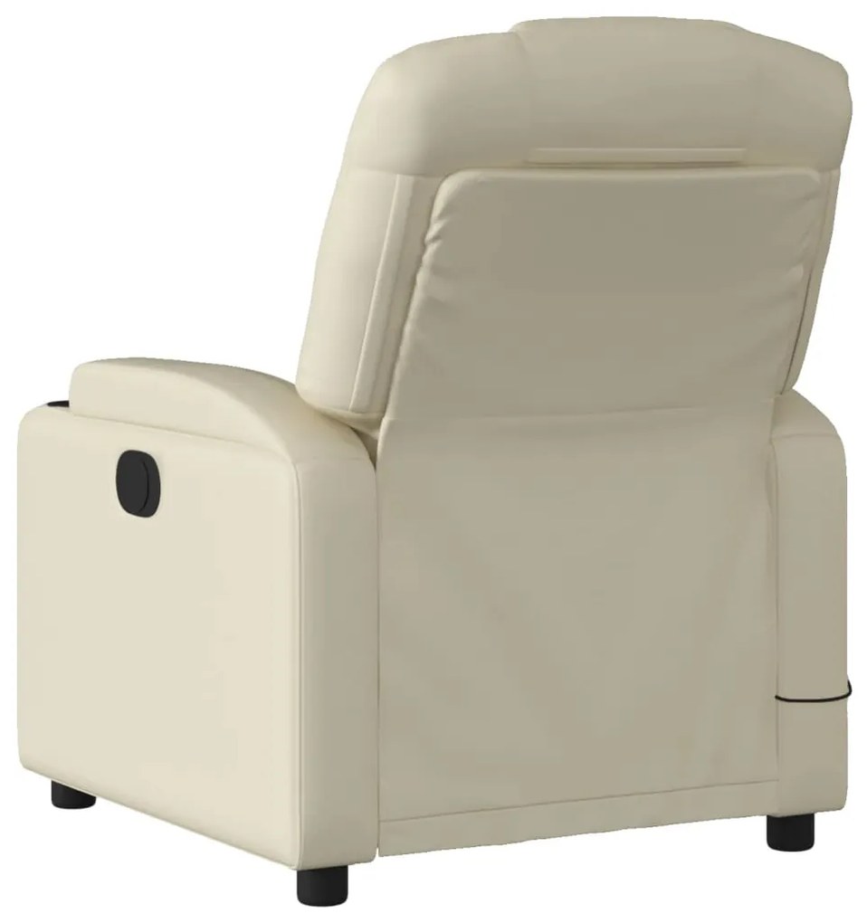 Poltrona massagens reclinável elétrica couro artificial creme