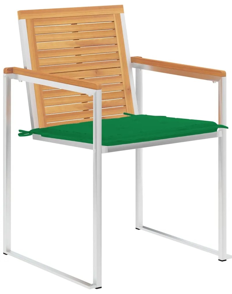 Cadeiras de jardim com almofadões 2 pcs teca maciça e aço