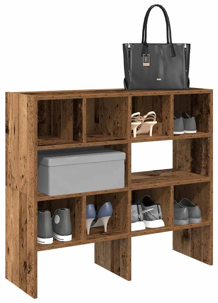vidaXL Sapateiras 2 pcs empilháveis 89,5x30x40 cm madeira velha