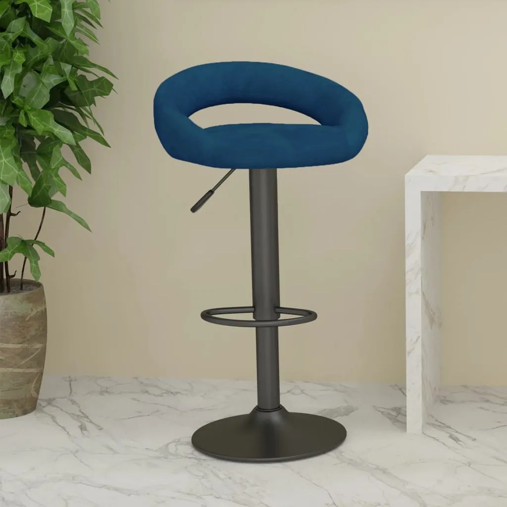 vidaXL Banco de bar veludo azul
