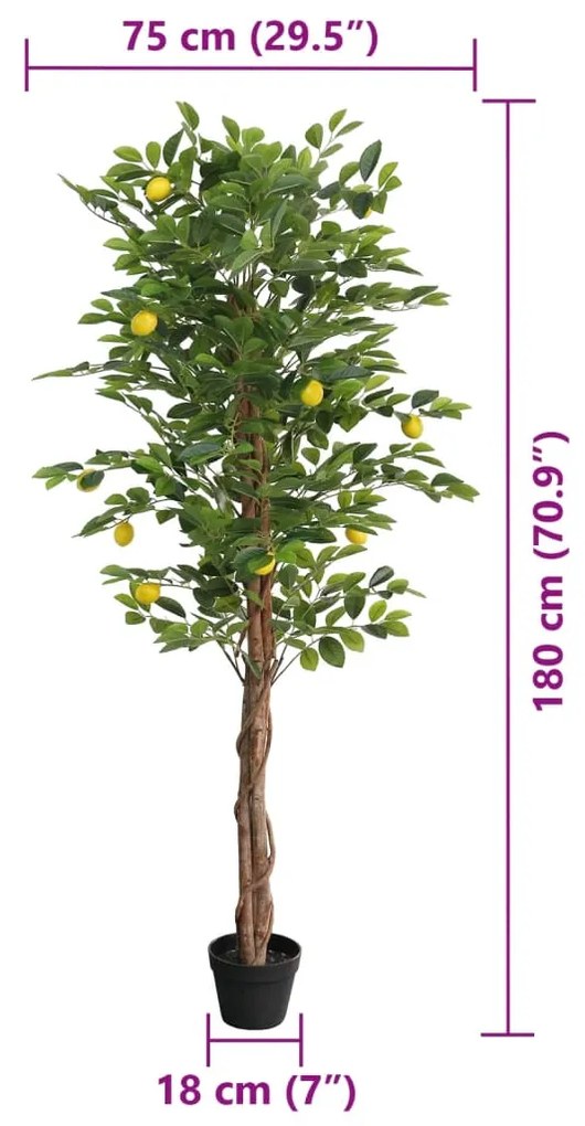 Limoeiro artificial com 3 troncos 180 cm PP verde