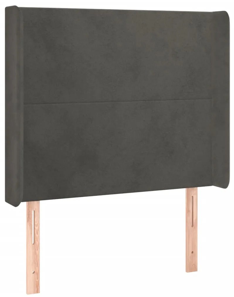 Cabeceira de cama c/ LED veludo 103x16x118/128 cm cinza-escuro