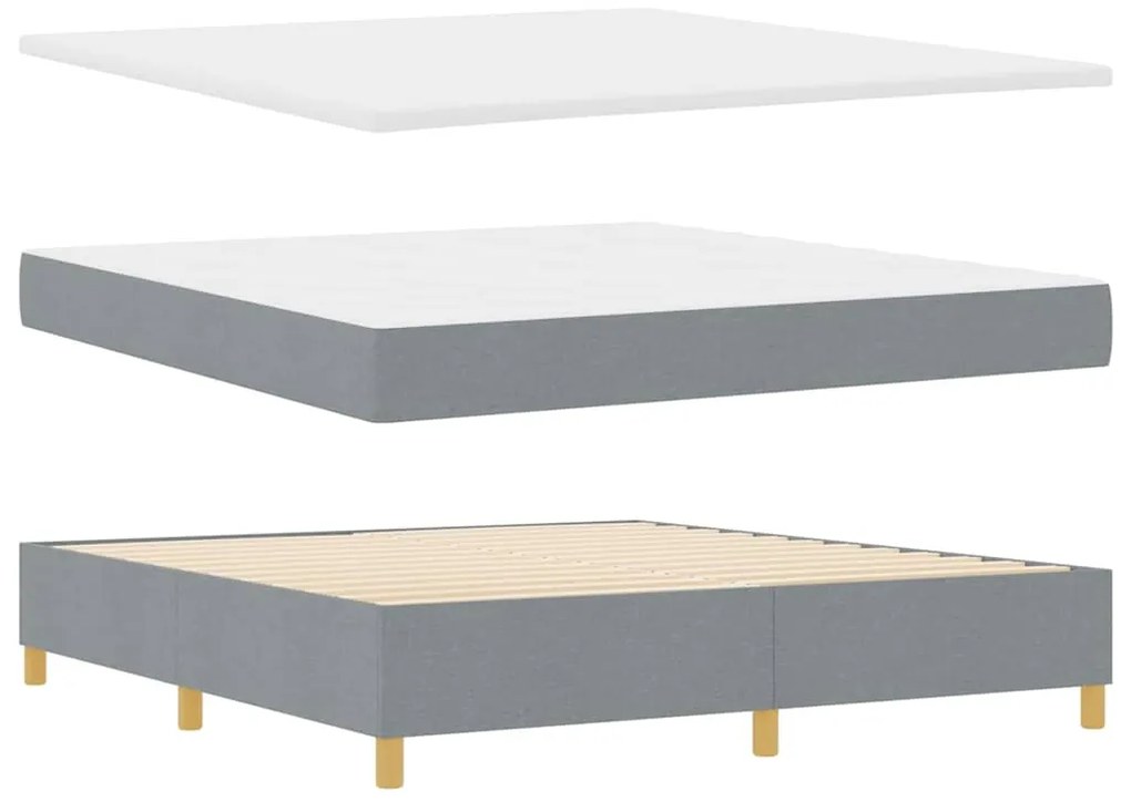 Cama Box Spring com Colchão e LED Cinza Claro 180x200 cm Tecido