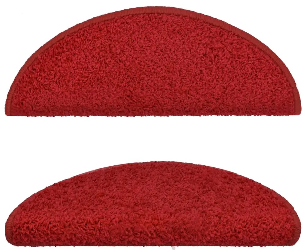 Tapetes de escada 15 pcs 65x21x4 cm vermelho