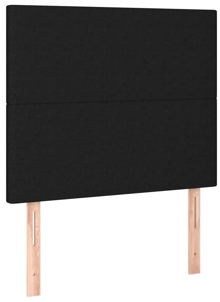 Cabeceira de cama c/ LED tecido 90x5x118/128cm preto