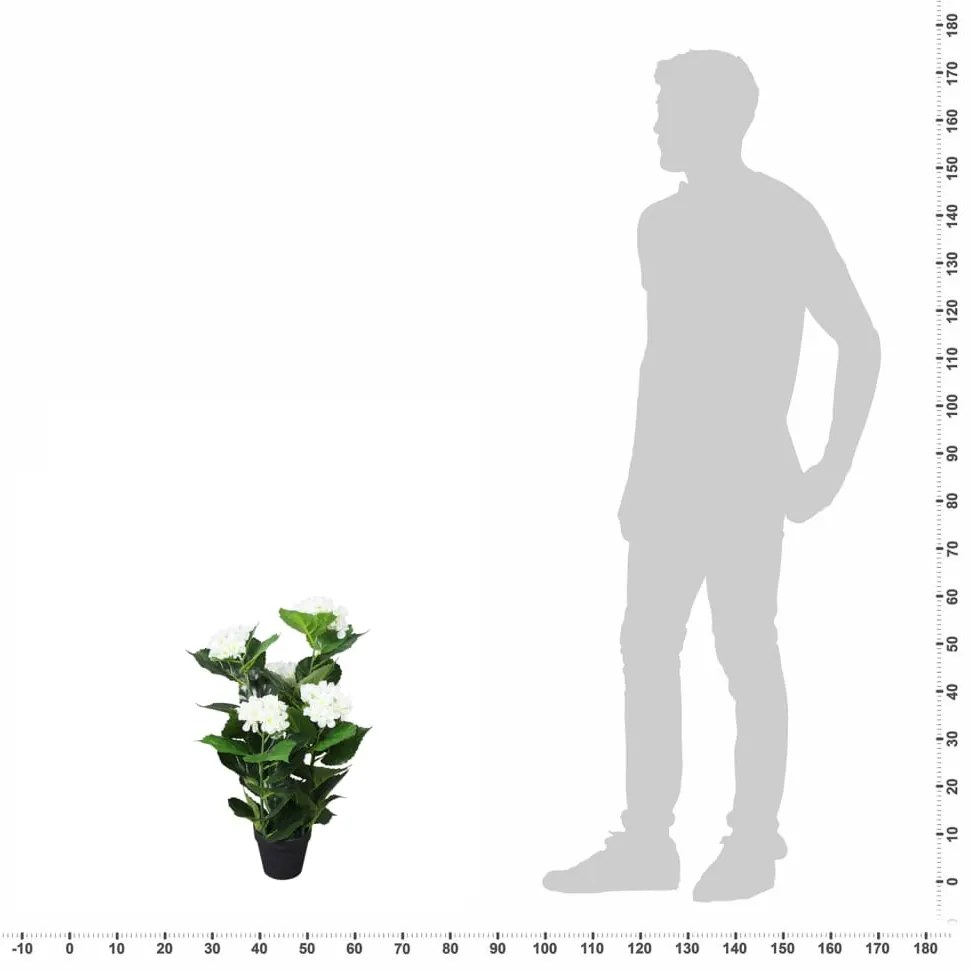 Planta hortênsia artificial com vaso 60 cm branco
