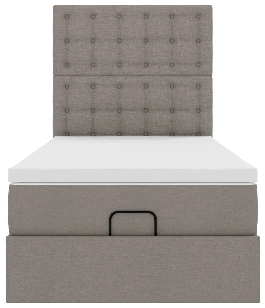 Estrutura de cama otomana com colchão tecido cinzento 100x200cm