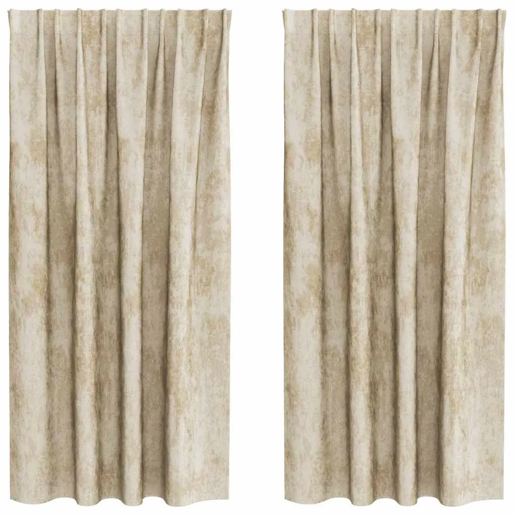 Cortinas de Veludo 2 peças com Ilhós Creme 175x140 cm