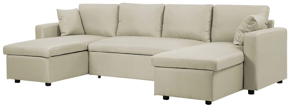 Sofá-cama de 5 lugares com arrumação em tecido creme SOMMEN Beliani