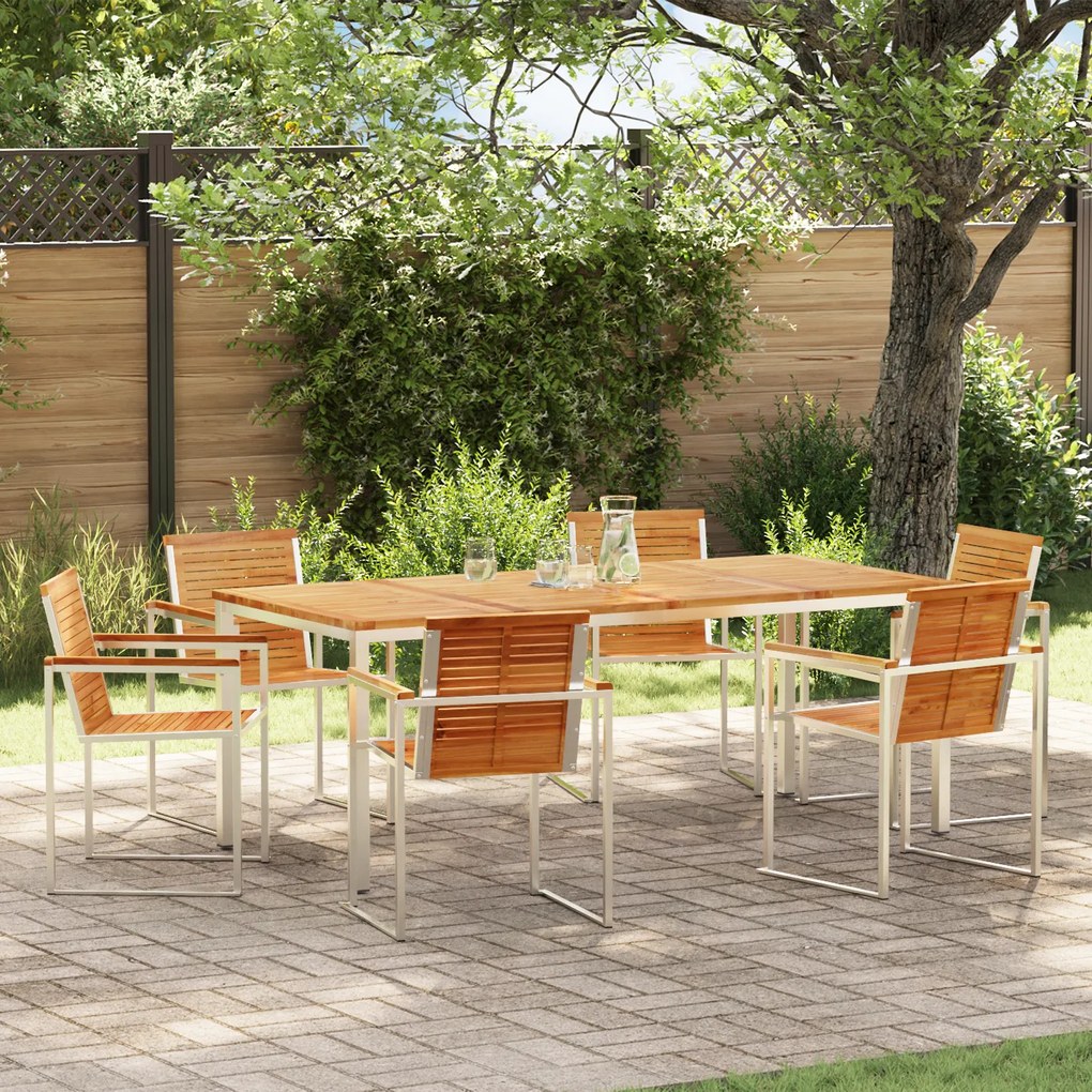 vidaXL Conjunto de Jantar para Jardim de 7 Peças em Madeira de Teca Sólida