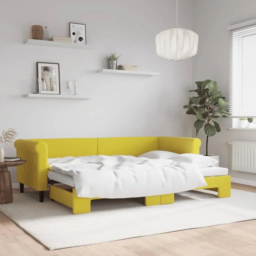 vidaXL Sofá-cama com gavetão 80x200 cm veludo amarelo