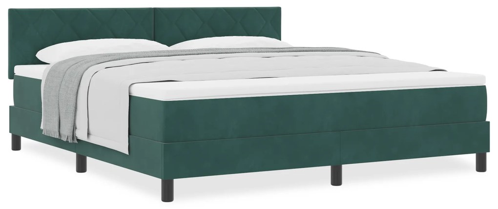 Cama Box Spring vidaXL com Colchão Verde Escuro Super King Veludo